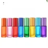 5ml Portable Frosted Colorful Essential Oil Perfume Thick Glass Roller Bottles Travel Refillable Roller Bottle for Women JL1792