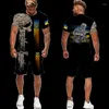 Tute da uomo Camouflage ucraino Stampa 3D T-Sirts/Completi Forze armate T-shirt militari Sorts Set Casual Sort Sleeved Outdoor Sportswear