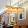 Pendant Lamps Crystal Rectangle Led Chandelier Lighting Gold Kitchen Island Lights Indoor Livng Room Hanging Lamp Bedroom Decor Lustre