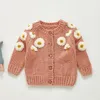 Jassen Lente Baby Meisjes Borduren Vest Jas Kleding Herfst Baby Meisjes Lange Mouwen Afdrukken Gebreide Jas Kinderen Kinderen Meisjes jassen 230803