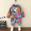 Clothing Sets Toddler Baby Tie Dye Outfits Girls Boys SweatshirtDrawstring Pant Sets 3D Print Children Jogger Set Kids Tracksuit 111 Years 230803