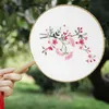 Chinese Style Products Chinese DIY Embroidery Round Fan Flower Printed Needlework Cross Stitch Handmade Craft Sewing Art Gift Home Decor