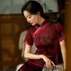 Etniska kläder 2023 Spring Summer Chinese Style Cheongsam Retro Traditionell elegant sexig klänning Catwalk Fashion Women's