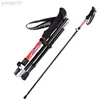 Trekking Poles Mountaineering pole folding aluminum alloy 5section ultra-light shrinking outdoor ultra-short cross-country running crutches HKD230804