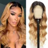 Ludzkie chignony miodowe blond koronkowa peruka przednia wstępna 1b 27 Peruki włosów Ombre Body Wave 180 Sur Bodywave 30 cali 230803