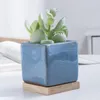 Vazolar kare buz çatlak köfte renkli seramik kombinasyonu flowerpot mini masaüstü ekici renkli ev mobilyaları