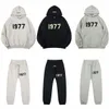 1977 Designer essentialShoodie Tracksuit ess hoodie pullover tröjor essentialsweatshirts set topps kvalitet mens kvinnor jumper brev tryck svett byxor 3517