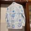 Koszulki męskie niebieskie koszulę Casablanca Wysokiej jakości Swan Printing American Streetwear Mężczyźni kobiety luźne Casablanca długie rękawie 230804