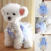 Chien vêtements chat Plaid robe d'été Pet Tulle robe sans manches doux confortable fleur décor oreilles fournitures