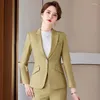 Kvinnors tvådelade byxor Spring and Winter Business Passar Tvådelar Set 2023 Casual Slant Long Sleeve Blazer Suits Ladies Mode W45