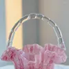 Vases Pink Portable Glass Flower Vase Decor For Living Room Arrangement Basket Art Decorative Tabletop