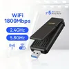 Двойной адаптер WiFi 6 для ПК с Super USB 3.0, WPA3 Security и Dual 5DBI Antennas - AX1800 WiFi -приемник/передатчик для Win10/11