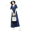 Ethnic Clothing 2023 Chinese Dress Traditional Vintage Women Oriental Cotton Liene Chongsam Casual O-neck Holiday Party