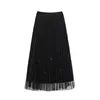 Skirts Fashion Women's Loose Mid-length Skirt Spring And Summer Gentle Bow Beaded Mesh Casual Elegant A-line Pleated Women