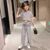 Kläderuppsättningar Boutique 12 -åriga flickor Kläddräkt 2021 Summer Ny Sport Korean Fashion Oneck Children's Two Piece Outfits Christmas Clothes X0803