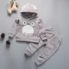 Clothing Sets Toddler Girls Boys Clothes Cute Totoro Embroidery Golden Velvet Child Tracksuit Set Spring Autumn Thin Hooded Kids Sports Outfit x0803