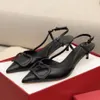 scarpe con tacco slingback donna designer ballerine ballerine punta a punta tacco gattino sandali neri vera pelle Slingback Heels formale scarpa da lavoro pompa