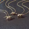 Naszyjniki wiszące urocze dinozaur para naszyjnik miłośnicy sparowane wisiorki łańcuch szyi przyjaciele hypo kołnierz punkowy dla mężczyzn biżuteria