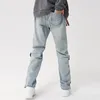 Männer Jeans Gewaschen Und Alte Gerade Zipper Split Denim Mop 2024 Für Männer Abnehmen Hosen