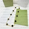 Klee-Schmuck-Designer-Halskette für Damen, vierblättriges Kleeblatt-Anhänger-Halskette, 10 Blumen-Pullover-Kette, kurze Ketten, modische schwarze, weiße, rote, grüne Damen-Gold-Halskette
