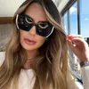 Sunglasses Large Frame Cat Eye Wide Leg Color-block Design Ladies Trend Personality Street Pography Props Glasses Eyewear