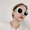 2024 New luxury designer CH9091 Hepburn style white oval sunglasses Same letter glasses leg Sunglasses