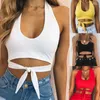 Vrouwen Tanks Vrouwen Sexy Tank Top Sleevelsess Backless Korte Cropped Slim Spaghetti Band Streetwear Zomer Zwart Lace Up Hemdjes