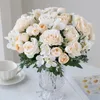 Flores decorativas grande rosa de seda artificial para guirlanda de natal arranjo floral para casamento adereços decoração de alta qualidade