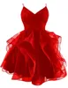 Glitter Tule Spaghettibandjes Schoolgala Jurken Kralen Kristal Gelaagde Prinses Mini Cocktail Formele Gelegenheid Verjaardag Prom Graduation Cocktail Party Jurken