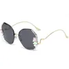 Sunglasses Vintage Rimless Rhinestone Women Design Fashion Gradient Lens Sun Glasses Men Shades For Female