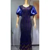 Robes grande taille couleur bleue fête africaine pour les femmes robe à paillettes robes de dinde vêtements soirée de mariage