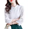 Women's Blouses Clothing Women Shirt Cardigan Stand Collar Long Sleeve Solid Color Button Lace Cheongsam Summer