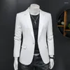 Abiti da uomo ZRUSZR Giacca da uomo slim fit da ufficio Giacca moda solido Abito da uomo bianco Abito da sposa Cappotto Casual da uomo d'affari