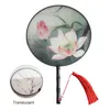 Produtos de estilo chinês clássico pequeno ventilador vintage translucidez feminino bordado flor ventilador estilo chinês fãs redondos senhoras dança decoração seda