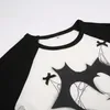 Women's T Shirts Women T-shirts Tryckt Y2K Vintage Top Casual Long Sleeve Shirt Sexig Slim Harajuku Aesthetic Clothing Gothic Patchwork Crop