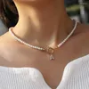 Pendant Necklaces Retro Women'S Necklace 26 Initial Classic 4Mm Imitation Pearl Perfect Gift For Women