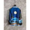 Camisas casuais masculinas Casablanca Moon Star Printed Silk Shirt Autumn Loose Long Sleeve Confortável Top Drop Delivery Apparel Mens Clothi Dhsnf