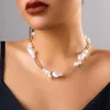 Collier ras du cou Ailodo asymétrique Imitation Baroque perle chaîne collier pour femmes élégant fête mariage mode bijoux cadeau