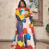 Etnische Kleding 5xl Mode Afrikaanse Kleding Vrouwen Lange Mouw Strapless Jurk Zomer Bedrukte Maxi Rokken Laides Losse Avond Feestjurken