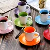 Cups Saucers 6 Pcs Professional Coffee Cup Set Cafe Tableware Drinkware Macaron Frosted Ceramics Italy Espresso And Saucer