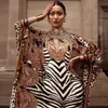 Ethnic Clothing African Dresses For Women Plus Size Zebra Printed Dashiki Elegant Ladies Gown Muslim Abaya Kaftan Bat Sleeve V-nec200i