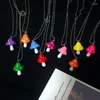 Colares com Pingente Bonito Harajuku Mini Cogumelo Para Mulheres Moda Cores Fresco Colar Menina Pendente Jóias Finas Presente de Aniversário para Crianças