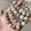 Strand Amazonite Frosted Bead Armband Natural Stone Kvinnor Män Yoga Meditation Smyckesgåva