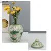 Bouteilles De Stockage Lotus Texture Porcelaine Pot Général Avec Couvercles Rétro Vases À Fleurs En Céramique Décoration De Bureau Bocaux À Bijoux Récipients À Cosmétiques