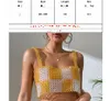 Women's Tanks Clear Gold Beads Tank Top Backless Women Nightclub Sexy Crystal Body Chain Harness Jewelry Faux Gem Halterneck Fringe Top