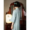 Ubranie etniczne 2023 Elegancki stojak kołnierz Jacquard Big Tleeves Luxe Cheongsam Niebieska sukienka Ulepszona vintage imprezowa sukienki Baju Wanita Import