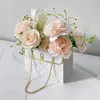 Confezione regalo 1 pezzo Borsa a mano creativa Forma Bouquet di rose Confezione da imballaggio Negozio di fiori Matrimonio San Valentino Compleanno Carta da regalo