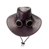 Boinas Punkstyle Goggles Hat Steampunk Cowgirl Boné Fantasia de Festa de Halloween Favorita para Adolescentes