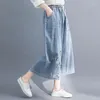 Jeans femme surdimensionné grosse soeur Style ethnique brodé pantalon jambe large mince à la mode taille haute 2023 printemps