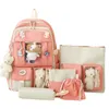 Rucksäcke 5 In 1 Frauen Rosa Rucksack Kinder Schule Kawaii Reise Büchertasche Taschen für Teenager Mädchen Mochila 230803